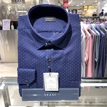 예작 예작 남성정장와이셔츠 기모 도트 프린트 네이비 일반핏 긴팔 셔츠 (YJ9WBR307NY)