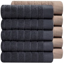 호텔수건 스트라이프 200g, 10장 다크그레이+너트브라운