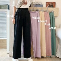 예쁜칼라 허리밴딩 여성 와이드핏 데일리 슬랙스 바지