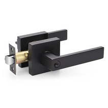 EHOMEWARE 입구 레버 도어 핸들 및 싱글 실린더 데드볼트 잠금 세트 [현관 또는 사무실] 오른쪽 왼쪽 문 튼튼함 - 매트 블랙 마감 1세트, 1 Pack, Entry - Lock with Keys