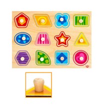 도형모양 맞추기 돌아기 발달 원목퍼즐 홈스쿨 장난감 손잡이 유아용 어린이집 유치원, 1개