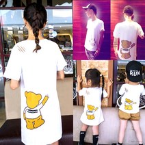 몽키바나나 선물꾸러미증정 반팔 곰돌이 화이트 맘커플 원피스 & 패밀리룩 돌촬영 가족티 가족사진의상 돌촬영 S~5XL까지 풀사이즈 사은품증정
