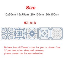 파란색 앰프 회색 스트립 세라믹 벽 스티커 광택 표면 주방 욕실 계단 벽지 방수 오일 방지 타일 벽 데칼, 20cmx100cmx1pc, mz181b