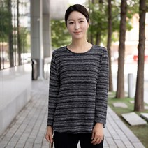 모슬린 여성 엄마옷 단가라 면라운드 티셔츠 FTS208097 마담/미시옷/중년여성의류/빅사이즈/40대/50대/60대여성옷