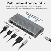usb분배기 c타입 멀티포트 10Gbps NVMe SSD 케이스 허브 USB C 허브 유형 C 3.1 ~ M.2 NVME NGFF HD 4K 10, 한개옵션0