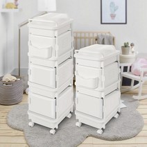 국민기저귀정리함 데일리리빙 원포켓 기저귀정리함3단4단 이동식 트롤리, 화이트, 원포켓4단