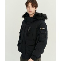 NATIONALGEOGRAPHIC N224MDW930 남성 타루가 퍼 트리밍 후디 구스다운 점퍼 CARBON BLACK, 110