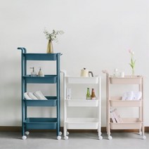 예쁜파스텔톤 대피공간 수납장 트롤리선반 아기선반 기저귀정리 목욕용품 책선반 원룸 아기옷정리 진열대, 3단블루