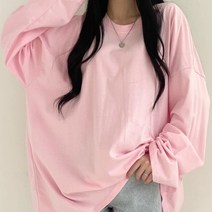 빅사이즈 남여공용 무지 코튼 레이어드 쭉티 오버핏 왕 박스 긴팔 티셔츠 (5color)