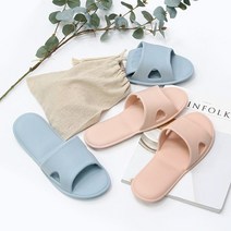 파우치에 쏙 접히는 커플 실내슬리퍼 거실화 2 color, 블루