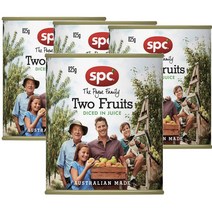 에스피씨 호주 Spc Two Fruits Diced 주스에 담긴 배 & 복숭아 조각과일 통조림 825g, 4팩