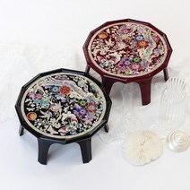 박씨상방 [박씨상방] 나전칠기 채색 12각 자개 미니소반 2호, 매조검정
