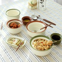 메이플 빈티지 허니 디저트 카페 그릇 접시 다용도 보울, L사이즈, 그린