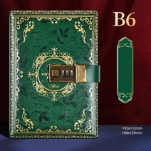빈티지책 가짜책 모형 종이 소품 b6 및 저널 잠금 일기 사무실 의제 플래너 편지지 꽃 스케치북 암호, 초록