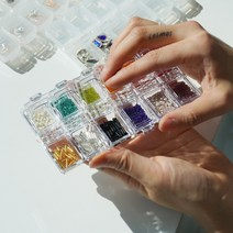 비즈 네일 파츠 케이스 통 사각 3type [12칸 스톤 큐빅 보관함 보관 정리], 반투명화이트