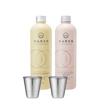 [기프트세트] 웨이큰 마우스워시 2개 set+컵2개+쇼핑백+손거울, 레몬민트 1개+페퍼민트 1개