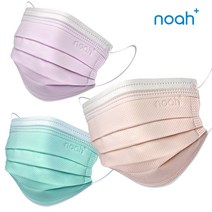 노아 덴탈 컬러 마스크 국산 3중 50매 핑크 민트 퍼플 레몬베이지 그레이 데일리 일회용, 50개입, 1개