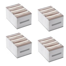 SAIVEINA 다용도 접이식 손잡이 통풍 칸칸이 옷장안 수납함 패브릭 대형 정리함 7칸*4개입, 그레이/화이트