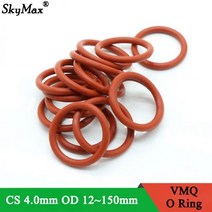 빨간색 실리콘 링 개스킷 식품 등급 고무 O링 VMQ 모음 도구 CS 4mm OD 12 ~ 150mm 10 개251484, OD 12mm ID 4mm, Red, CS 4.0mm