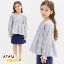 [아자브키즈] 개더 프릴 티 아동 여아 블라우스 면