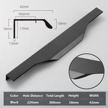 교체 문 손잡이 방 폴딩도어 고리 현관 히든 1Pc 알루미늄 숨겨진 된 문 손잡이 부엌 찬장 현대 캐비닛 옷, 01 Black-300mm