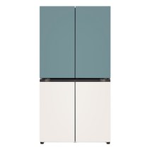 LG전자 디오스 오브제컬렉션 4도어 냉장고 T873MTE111 870L 방문설치, 클레이민트(상), 베이지(하)
