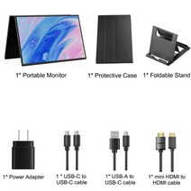 15.6 인치 4K 터치스크린 휴대용 모니터 3840x2160 HDR400 IPS 터치 스크린 CNC 조각 디스플레이 랩탑 Mac Xbox PS4/5 스위치 컴퓨터 오피스, [03] With case stand, [02] AU 플매트 카펫 러그