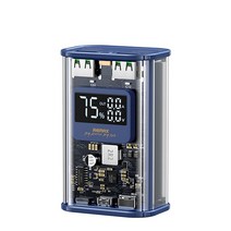 차박배터리 캠핑용배터리 파워뱅크 Remax 10000mAh 투명 보조베터리 QC 22.5W PD20W 미니 휴대용 배터리 빠, 01 파란_01 10000mAh