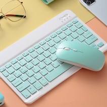 STK 2.4GHz 블루투스 무선 키보드 마우스 세트 10 인치 옐로우 블루 화이트 핑크, 블루