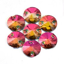 보조배터리온열매트 라운드 Rivoli 반짝이 유리 납유리 모조 다이아몬드 바느질 액세서리 크리스탈 웨딩 드레스 B2586, [05] 16mm-32pcs, [29] Rainbow