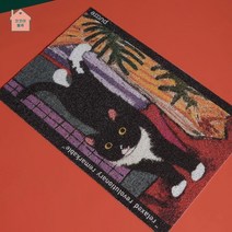 욕실 일러스트 도어매트 화장실 현관러그 발매트 고양이, 40*60cm, 비치 소 고양이