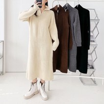 겨울 기모 반목 폴라 골지 니트 롱 원피스