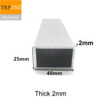 알루미늄각파이프 알루미늄 사각 파이프 25x40mm 두꺼운 2mm 직사 형 튜브 프로파일 6063 사 장식용 프로파일, 맞춤 길이