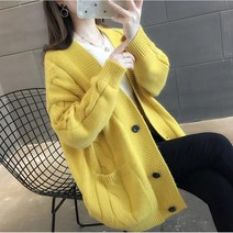 아우터 오버사이즈 여성복 통통 동생 루즈핏 나른해 보이는 학생 니트 카디건 스웨터 추동