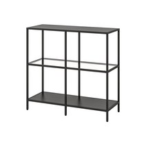 이케아 VITTSJO 빗셰 선반유닛 203.058.06, 블랙브라운/유리_203.058.06