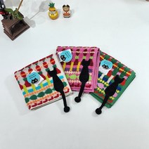 라무리즈 아츠코마타노 고양이 캐릭터 미니 세수 면 선물하기 좋은 타월 손수건(드링크코너), 그린