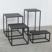 심플 사이드 테이블 철제 침대 협탁 세트, 골드+D
