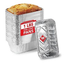 알루미늄 팬 미니 로프 팬 (50팩) 0.5kg(1파운드) 알루미늄 호일 틴 팬 소형 로프 팬 - 케이크 빵 빵 빵에 적합한 0.5kg(1파운드) 일회용 베이킹 팬 - 15.2 x, Pans, 50Pack