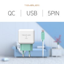 가정용 충전기 5핀 QC3.0 USB 1포트, 템플러 TC141 화이트