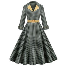 라라랜드원피스 체크무늬 햅번 원피스 A라인 허리벨트 복고풍 개화기의상 B81