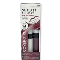 Covergirl Outlast 올데이 립 컬러 위드 탑코트 (.06oz .07oz.), 155 멀티드 베리