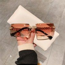 2022 여성 럭셔리 브랜드 무테 선글라스 핑크 틴트 렌즈 선글라스 패션 디자이너 음영 그라디언트 수지 안경 UV400 년 신제품