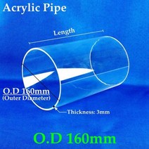 미니 어항 가정용 110~160mm 새로운 투명 PMMA 아크릴 튜브 DIY 홈 오피스 장식 스트레스 릴리프 수족관 물고기 탱크 유기 유리 파이프, OD160mm_Length 50cm