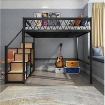 스마트침대 아이언 아트 높이 침대 심플 소형 플랫 다기능 파빌리온 기숙사 아파트 객실 싱글 더블, 2+120x200cm