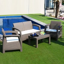 영가구 라트 SR 피렌체 라탄 야외용테이블 쇼파세트 야외테이블세트, 브라운