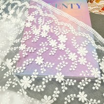 안개 꽃자수 레이스원단 로맨틱 감성 커튼 원단 3컬러, 아이보리