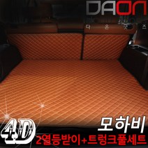 주식회사 아이빌 기아 모하비 신형퀼팅 4D 자동차 트렁크매트 + 2열등받이 풀세트, 7인승 일체형, 블랙+레드