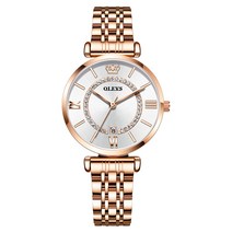 스킨스쿠버 잠수복 아쿠아양말 OLEVS 시계 3Bar 방수 스마트 워치 스테인레스 스틸 스포츠 다이빙 시계 여, 02 Rose gold  Strap