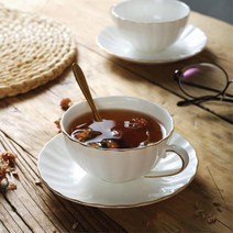 유럽풍 신혼부부 도자기 찻잔 세트 홍차 쌍화차 찾잔, 화이트