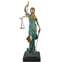 동상 정의의여신상 조각상 법률 사무소 책상 북엔드, 높이 27cm (골드)
